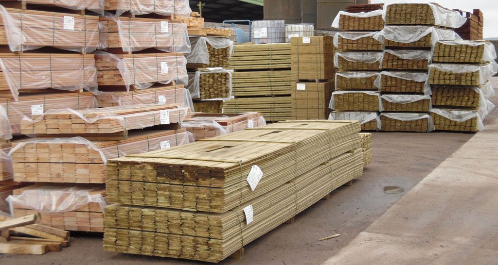 Treated timber stock in timber yard