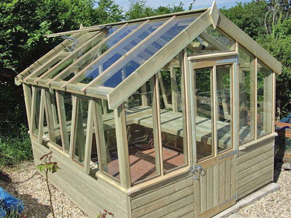 wooden cladded greenhouse